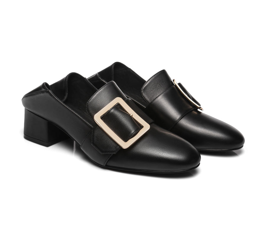 TARRAMARRA Low Block Leather Heels Sammi-Heels-PEROZ Accessories