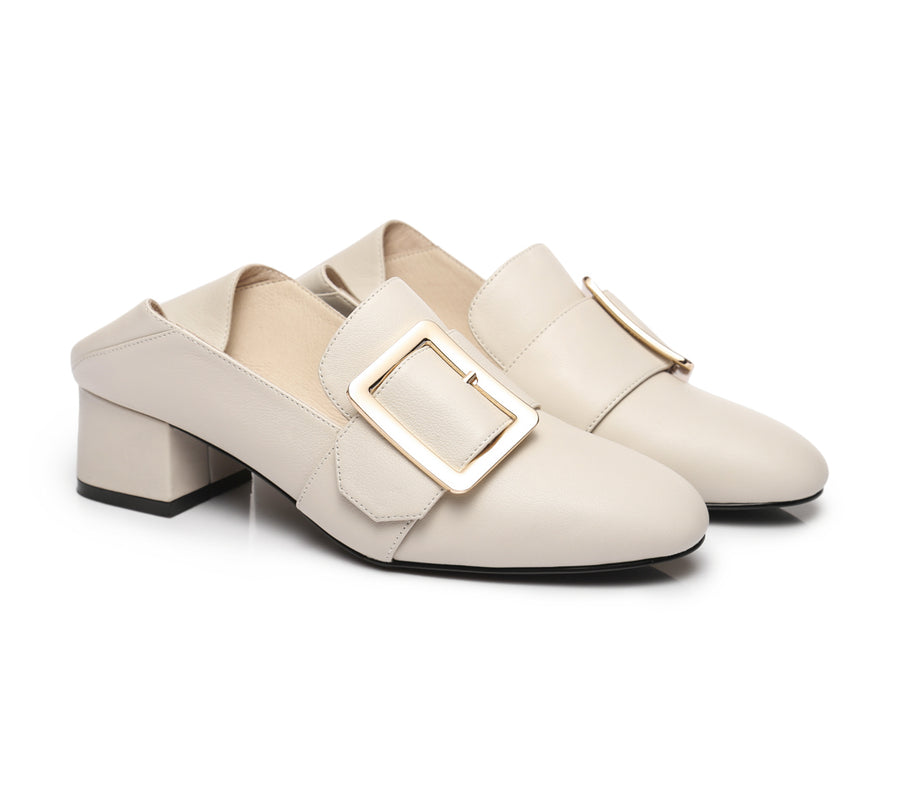 TARRAMARRA Low Block Leather Heels Sammi-Heels-PEROZ Accessories