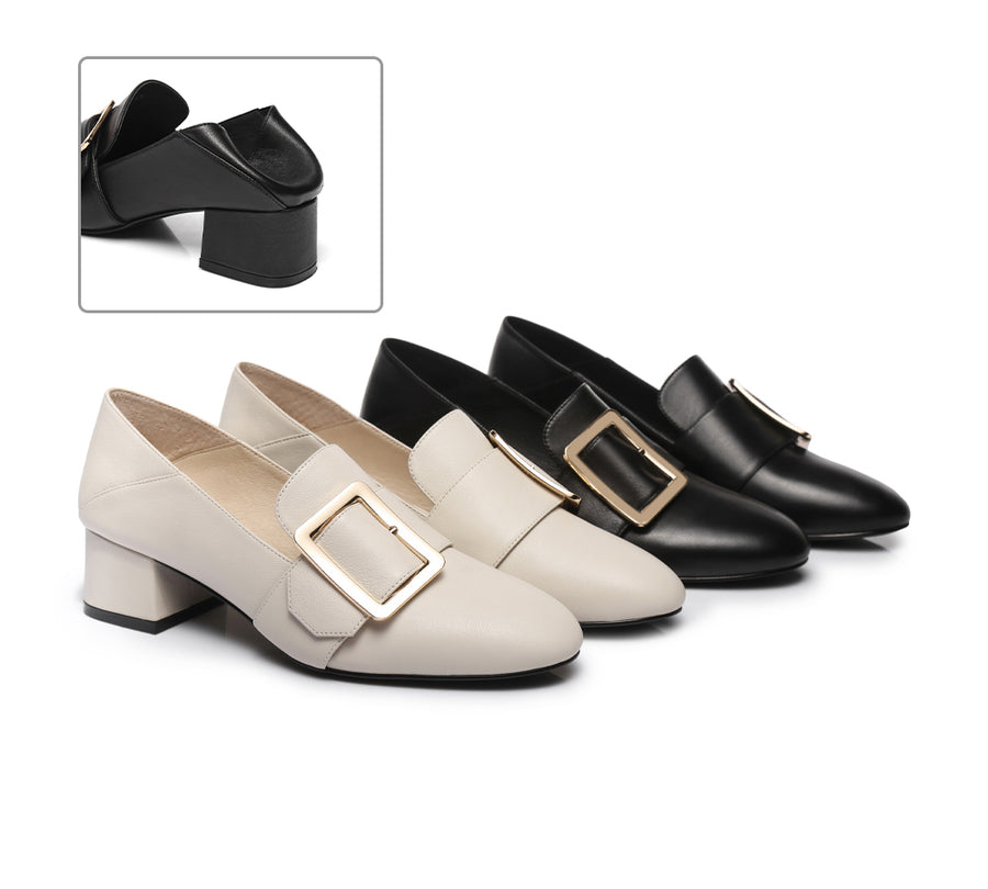TARRAMARRA Low Block Leather Heels Sammi-Heels-PEROZ Accessories