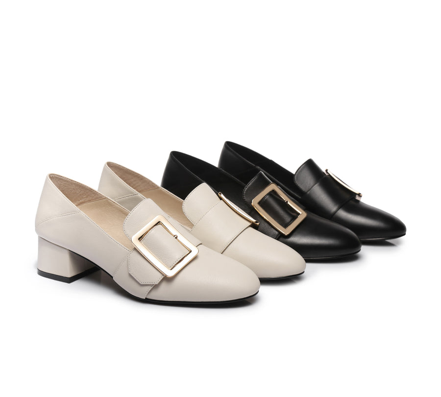 TARRAMARRA Low Block Leather Heels Sammi-Heels-PEROZ Accessories