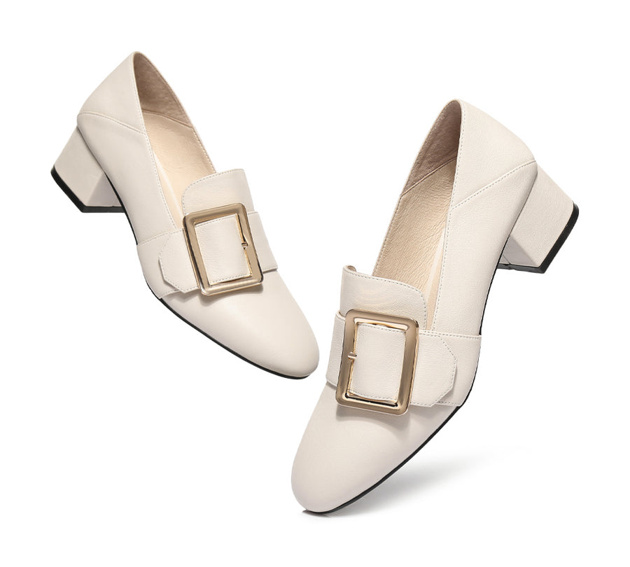 TARRAMARRA Low Block Leather Heels Sammi-Heels-PEROZ Accessories