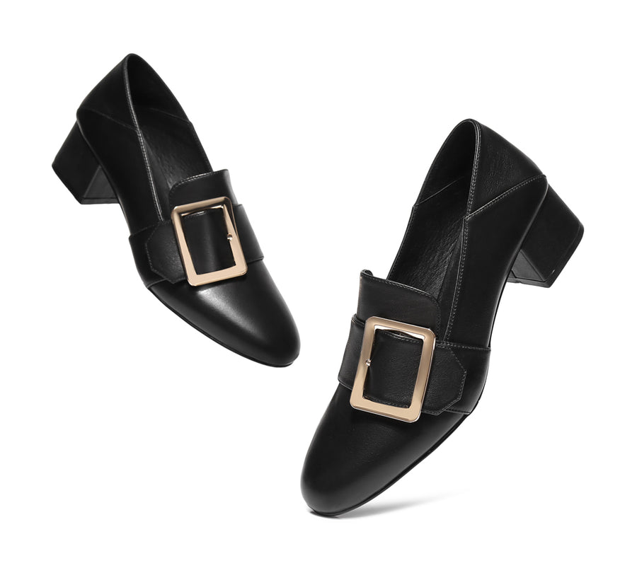 TARRAMARRA Low Block Leather Heels Sammi-Heels-PEROZ Accessories