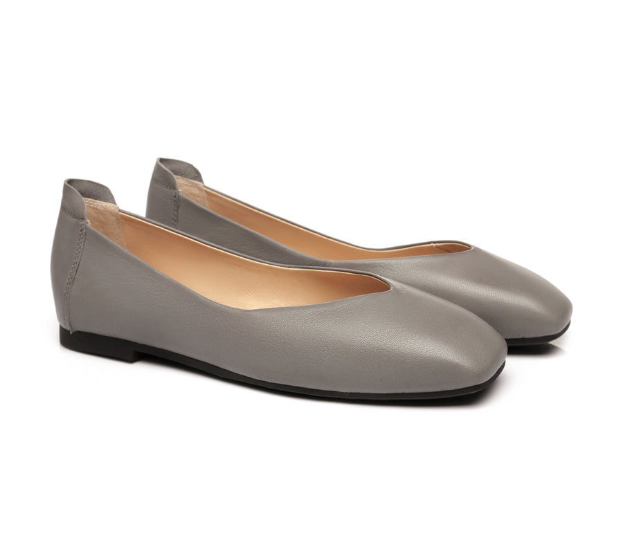 TARRAMARRA Square Toe Leather Ballet Flats Women Linda-Flats-PEROZ Accessories