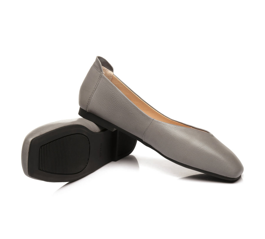 TARRAMARRA Square Toe Leather Ballet Flats Women Linda-Flats-PEROZ Accessories