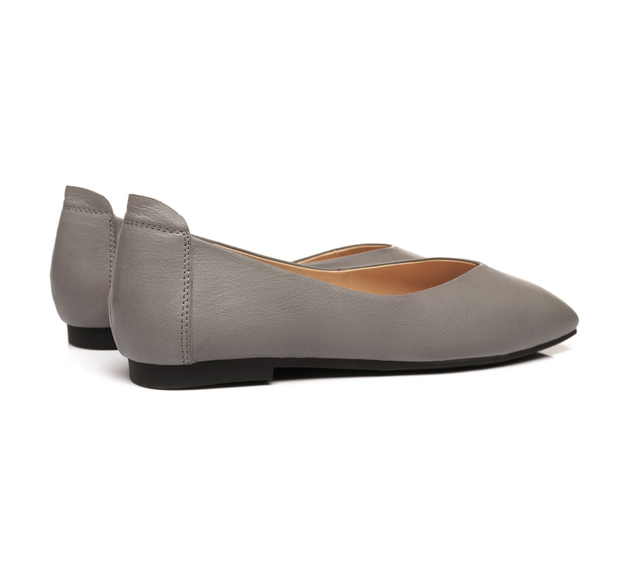 TARRAMARRA Square Toe Leather Ballet Flats Women Linda-Flats-PEROZ Accessories
