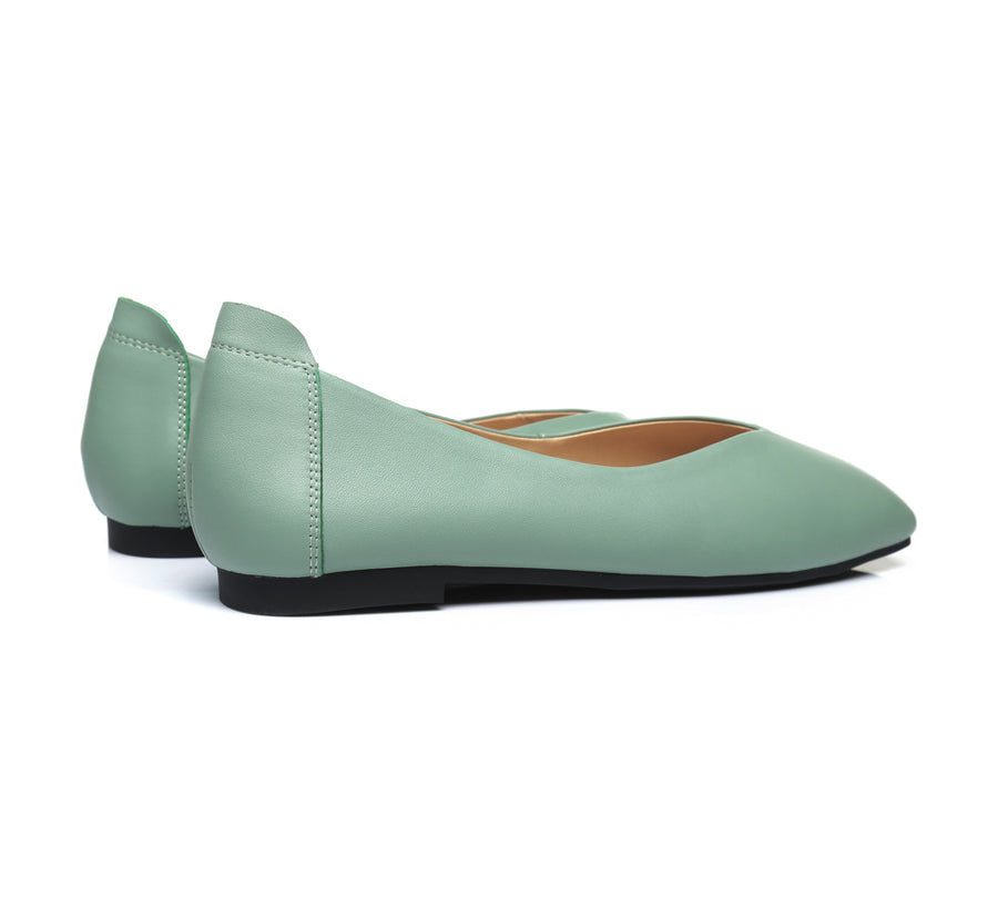TARRAMARRA Square Toe Leather Ballet Flats Women Linda-Flats-PEROZ Accessories