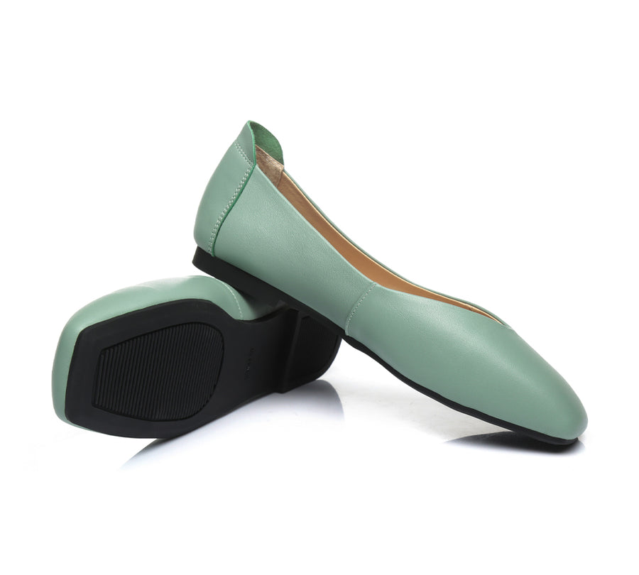 TARRAMARRA Square Toe Leather Ballet Flats Women Linda-Flats-PEROZ Accessories