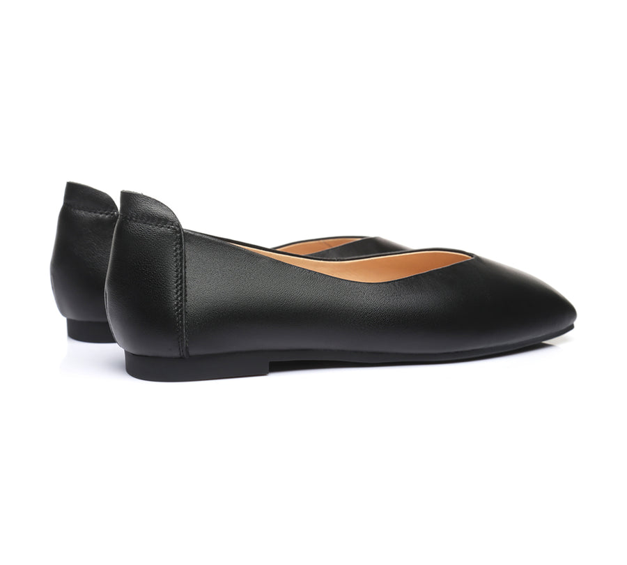 TARRAMARRA Square Toe Leather Ballet Flats Women Linda-Flats-PEROZ Accessories