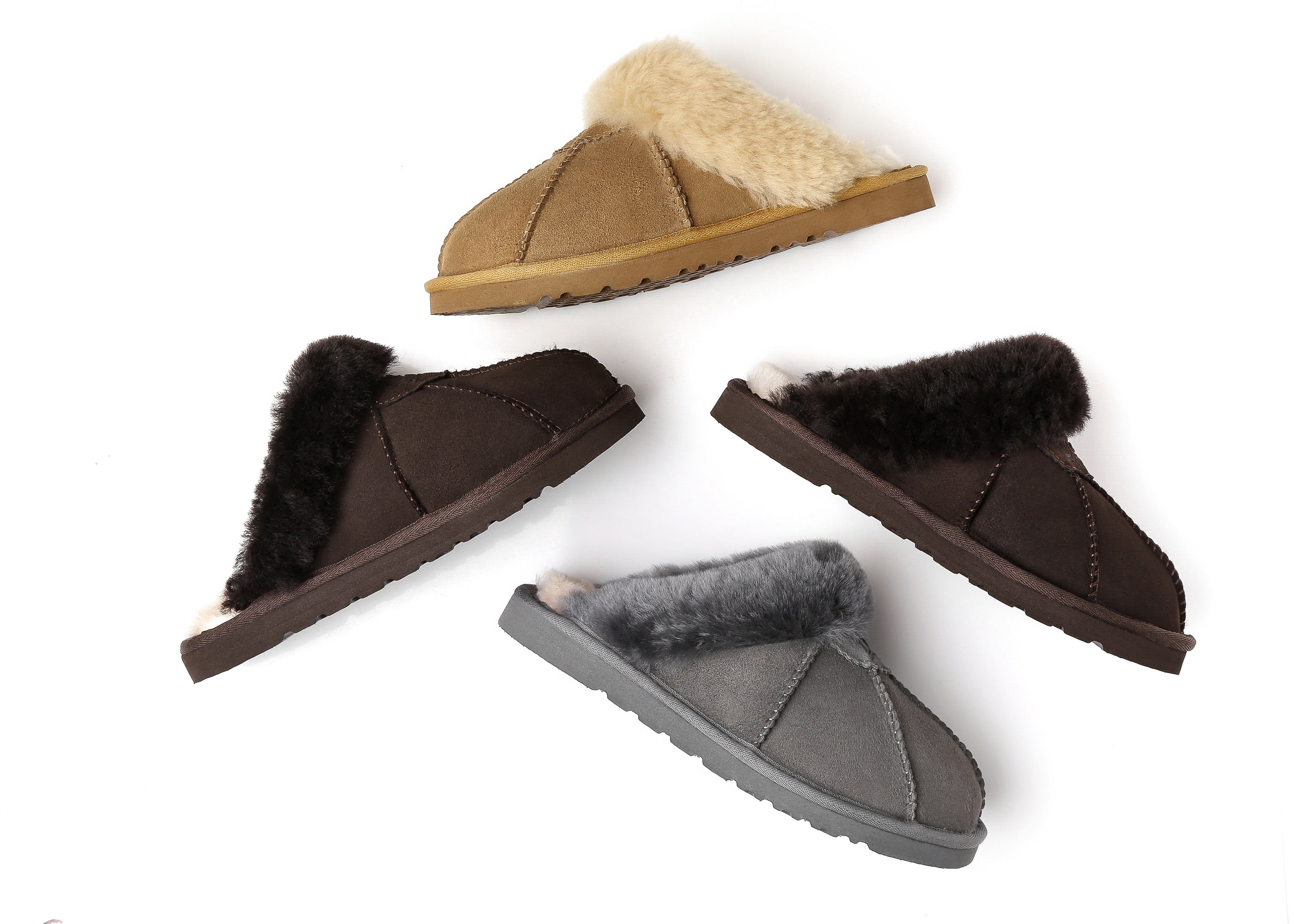 Australian Shepherd Double-Faced Sheepskin Unisex UGG Slippers Robert Water Resistant-Slippers-PEROZ Accessories