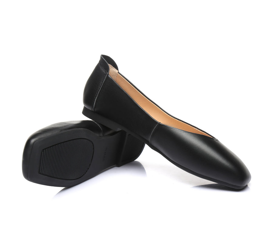 TARRAMARRA Square Toe Leather Ballet Flats Women Linda-Flats-PEROZ Accessories