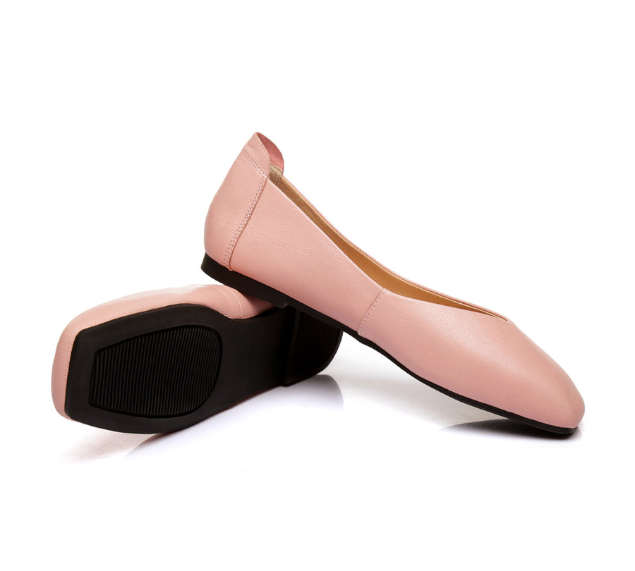 TARRAMARRA Square Toe Leather Ballet Flats Women Linda-Flats-PEROZ Accessories