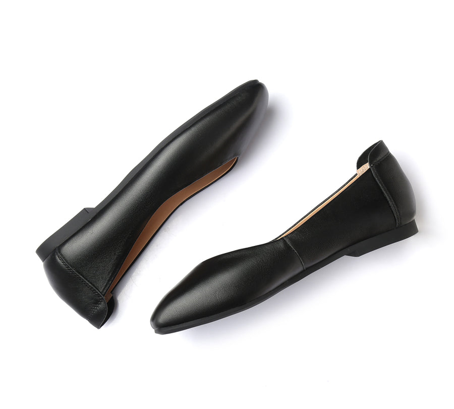 TARRAMARRA Square Toe Leather Ballet Flats Women Linda-Flats-PEROZ Accessories