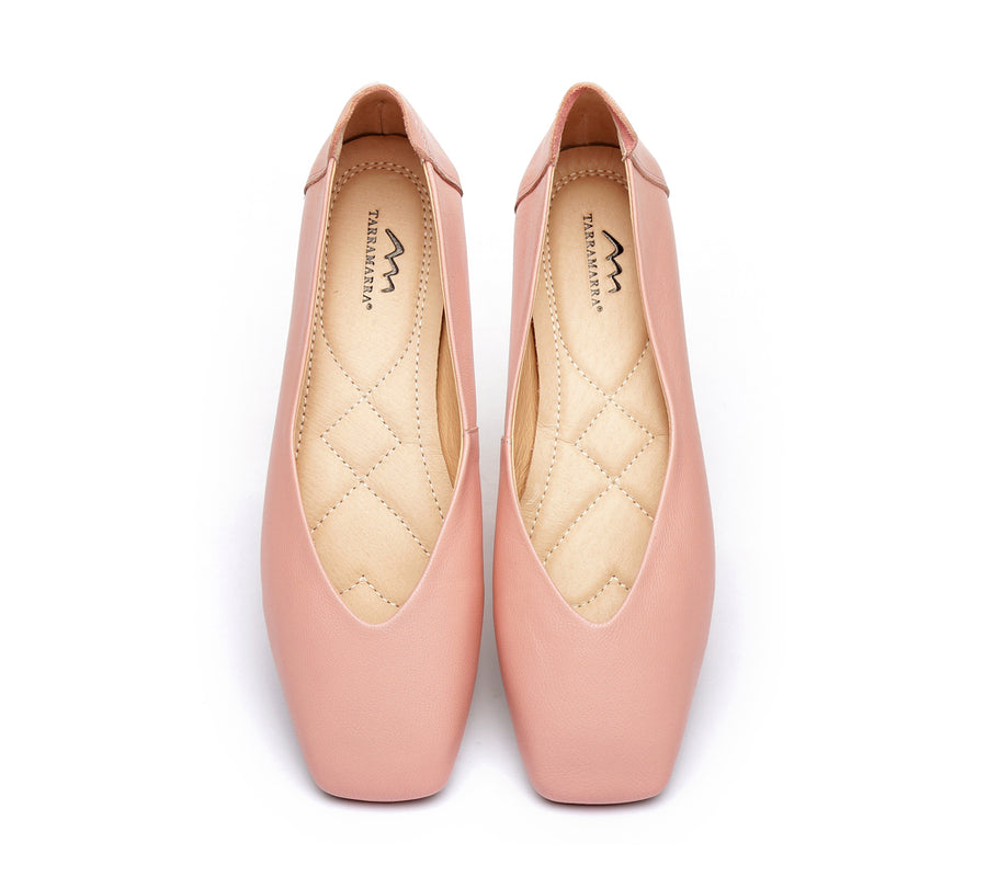 TARRAMARRA Square Toe Leather Ballet Flats Women Linda-Flats-PEROZ Accessories