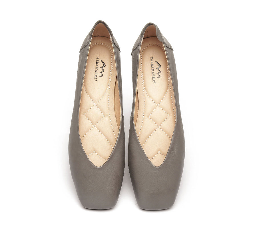 TARRAMARRA Square Toe Leather Ballet Flats Women Linda-Flats-PEROZ Accessories