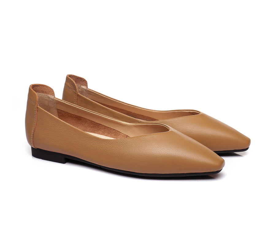 TARRAMARRA Pointed Toe Leather Ballet Flats Women Everly-Flats-PEROZ Accessories