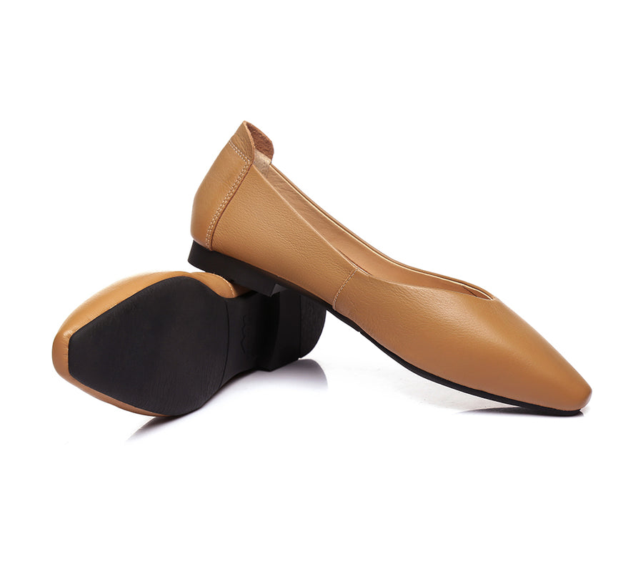 TARRAMARRA Pointed Toe Leather Ballet Flats Women Everly-Flats-PEROZ Accessories