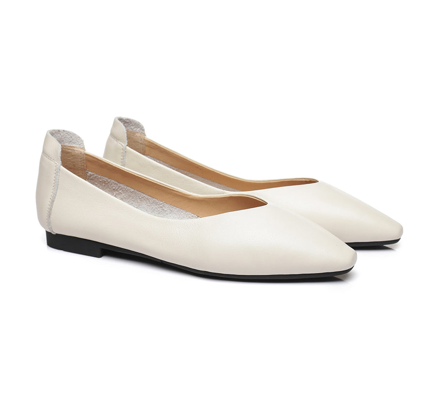 TARRAMARRA Pointed Toe Leather Ballet Flats Women Everly-Flats-PEROZ Accessories