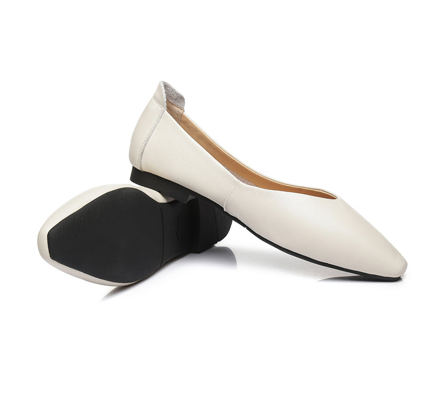 TARRAMARRA Pointed Toe Leather Ballet Flats Women Everly-Flats-PEROZ Accessories