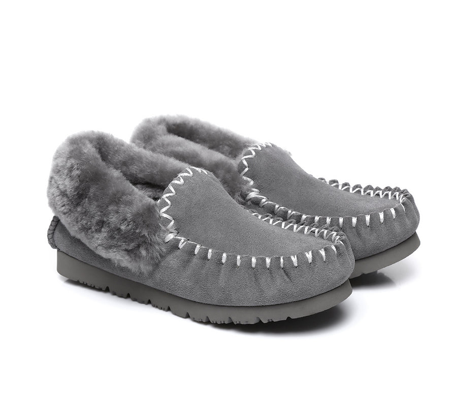 Australian Shepherd UGG Ankle Slippers Unisex Popo Premium Sheepskin Moccasins-Slippers-PEROZ Accessories