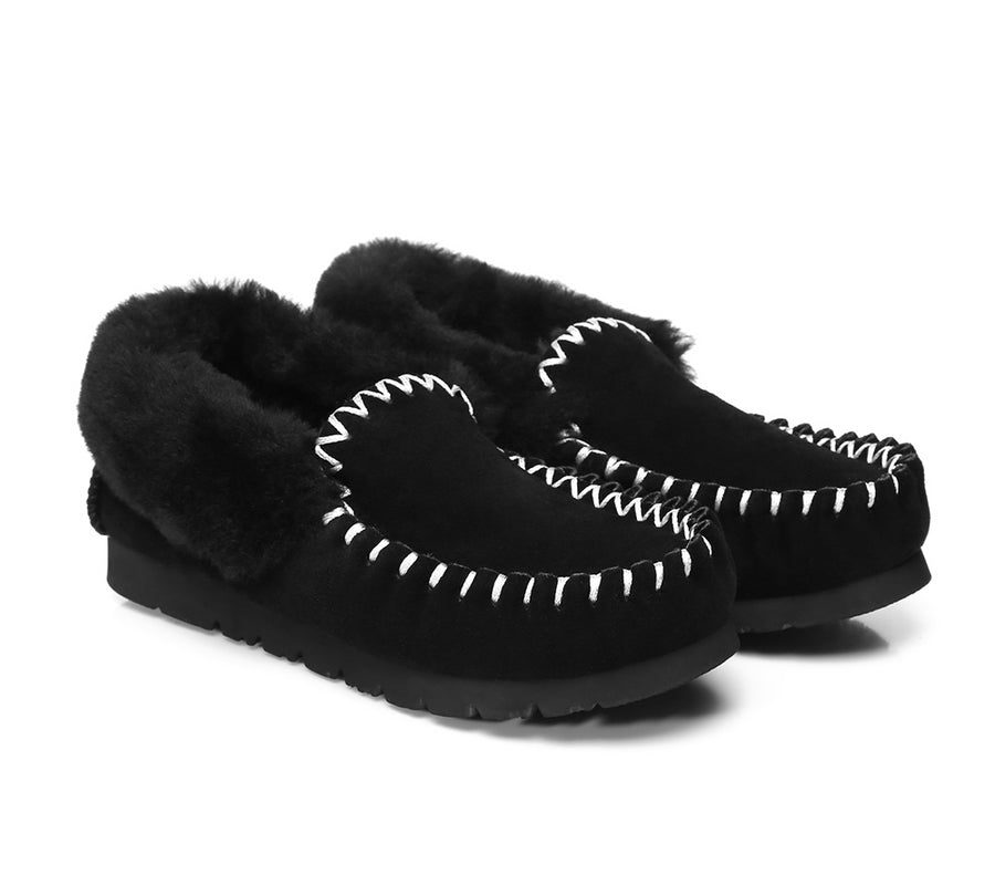 Australian Shepherd UGG Ankle Slippers Unisex Popo Premium Sheepskin Moccasins-Slippers-PEROZ Accessories