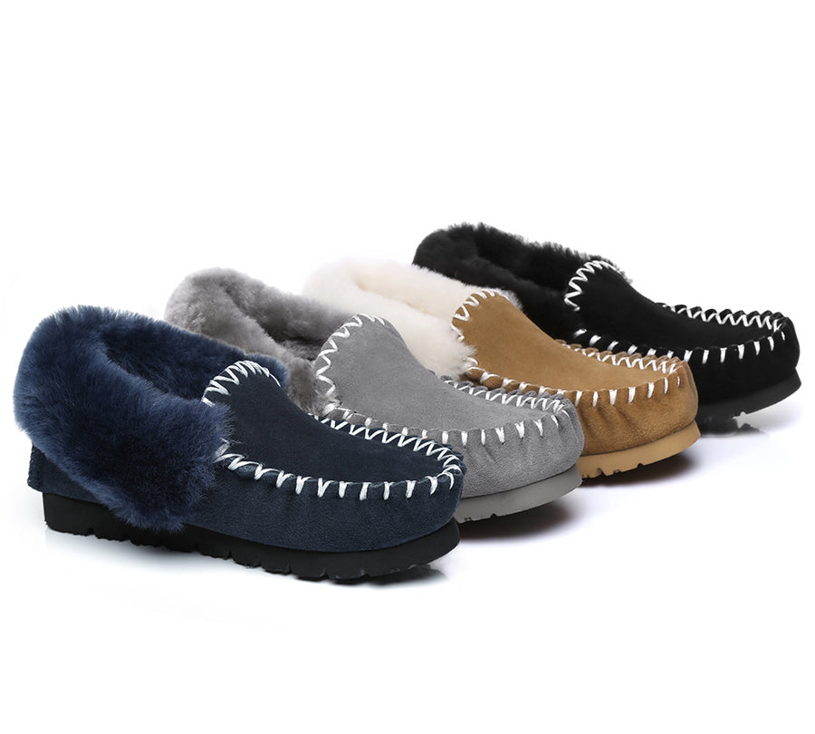 Australian Sheepskin Mens Moccasin Slippers Sheepskin Shop