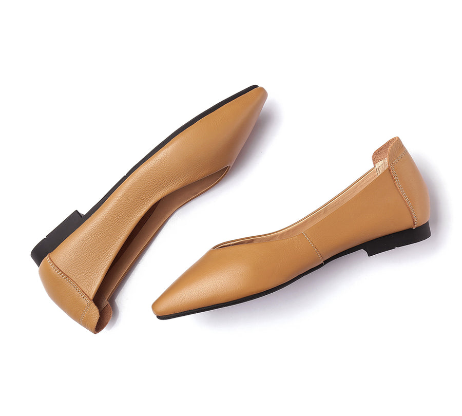 TARRAMARRA Pointed Toe Leather Ballet Flats Women Everly-Flats-PEROZ Accessories