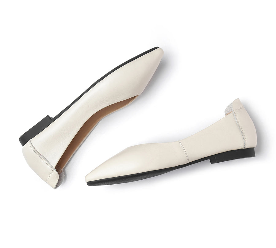 TARRAMARRA Pointed Toe Leather Ballet Flats Women Everly-Flats-PEROZ Accessories