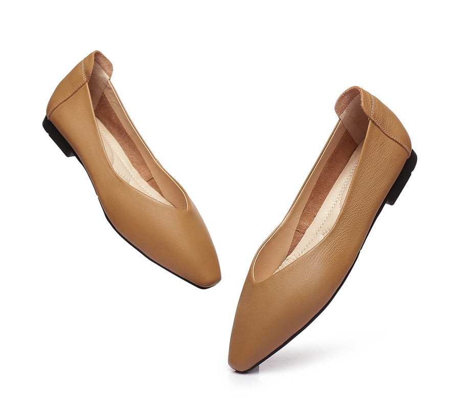 TARRAMARRA Pointed Toe Leather Ballet Flats Women Everly-Flats-PEROZ Accessories
