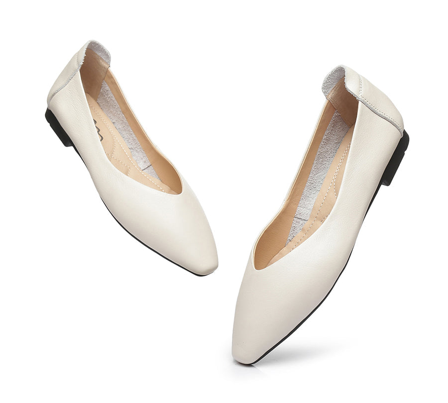 TARRAMARRA Pointed Toe Leather Ballet Flats Women Everly-Flats-PEROZ Accessories