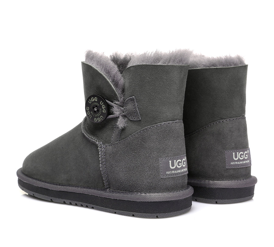 Australian Shepherd Kids AS Mini Button UGG Boots Water Resistant-Kid Boots-PEROZ Accessories