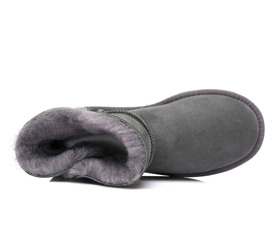 Australian Shepherd Kids AS Mini Button UGG Boots Water Resistant-Kid Boots-PEROZ Accessories