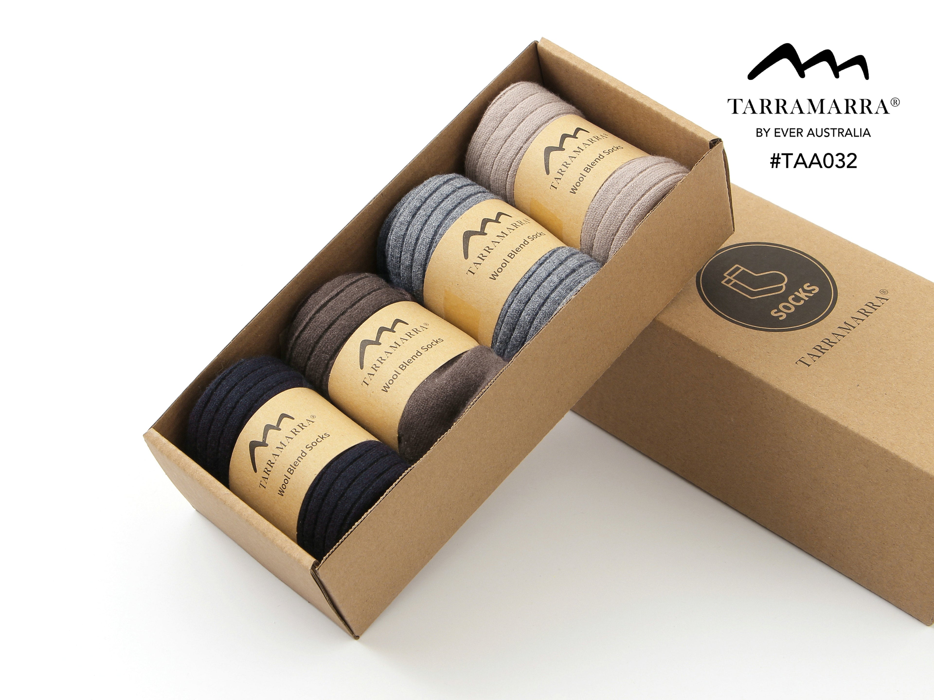 TARRAMARRA Men Wool Blend Socks 4 Pairs Pack-Socks-PEROZ Accessories