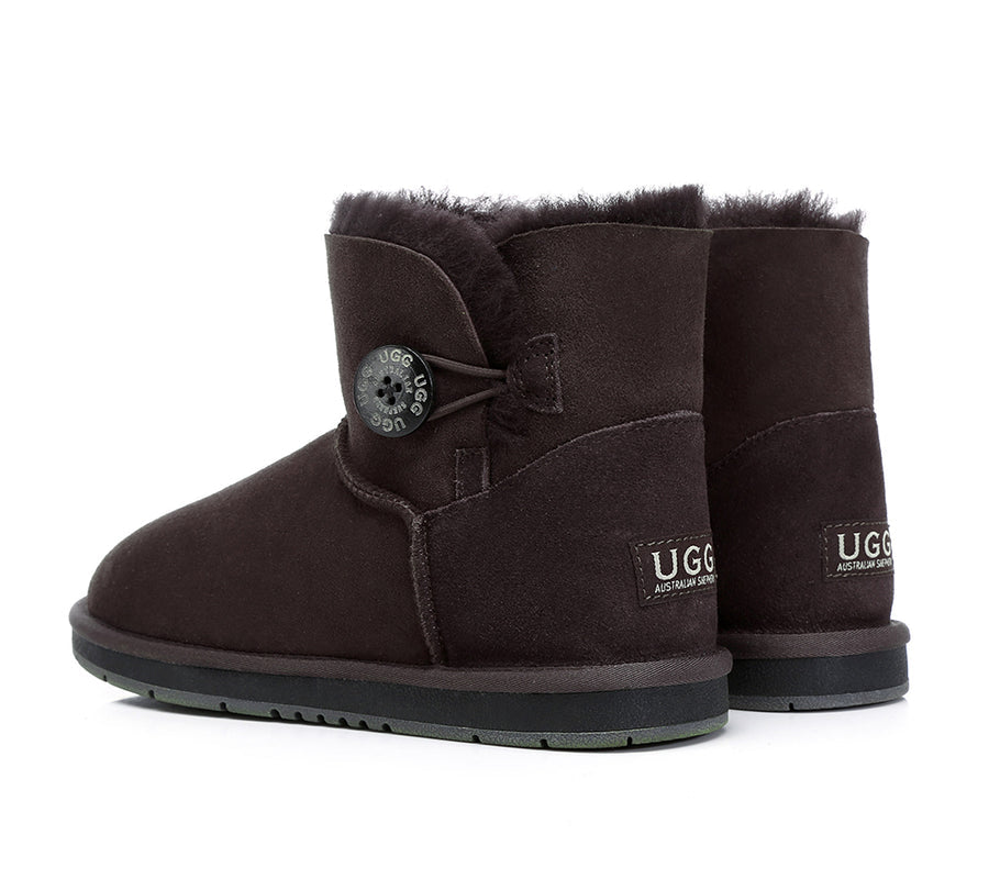 Australian Shepherd Kids AS Mini Button UGG Boots Water Resistant-Kid Boots-PEROZ Accessories