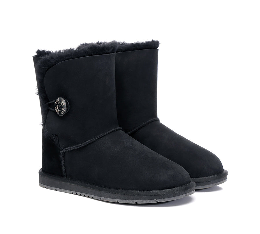 Australian Shepherd Kids AS Short Button UGG Boots Water Resistant-Kid Boots-PEROZ Accessories