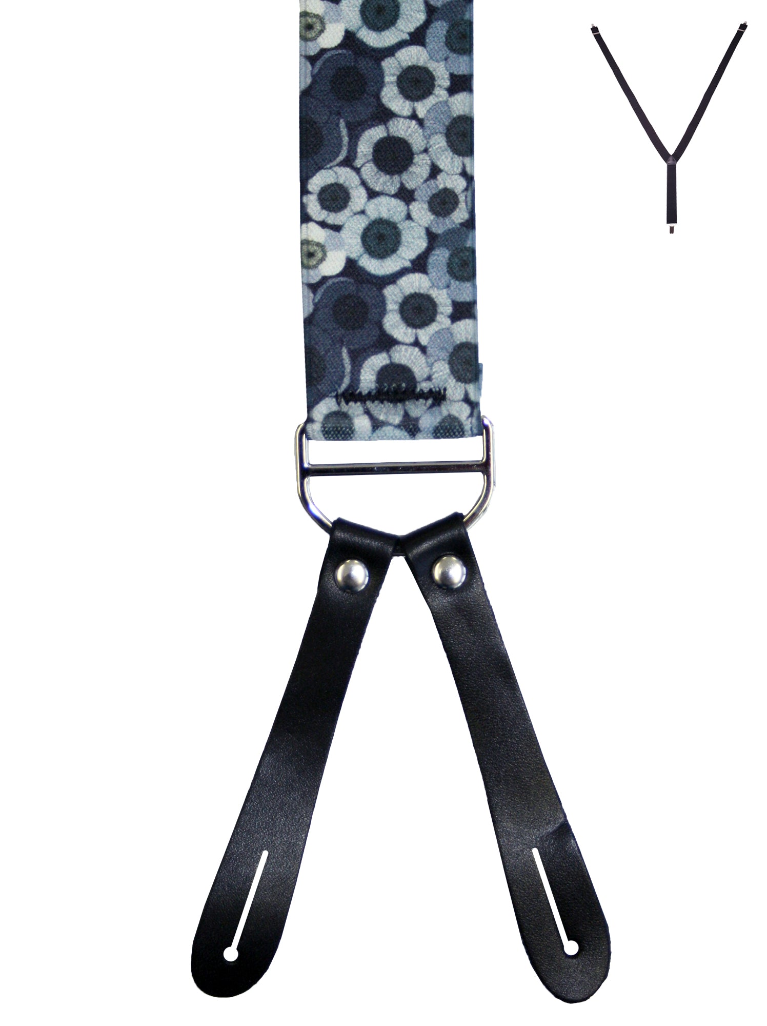 BRACES. Y-Back with Leather Ends. Jocelyn Proust Poppy Print. 35mm width.-Braces-PEROZ Accessories