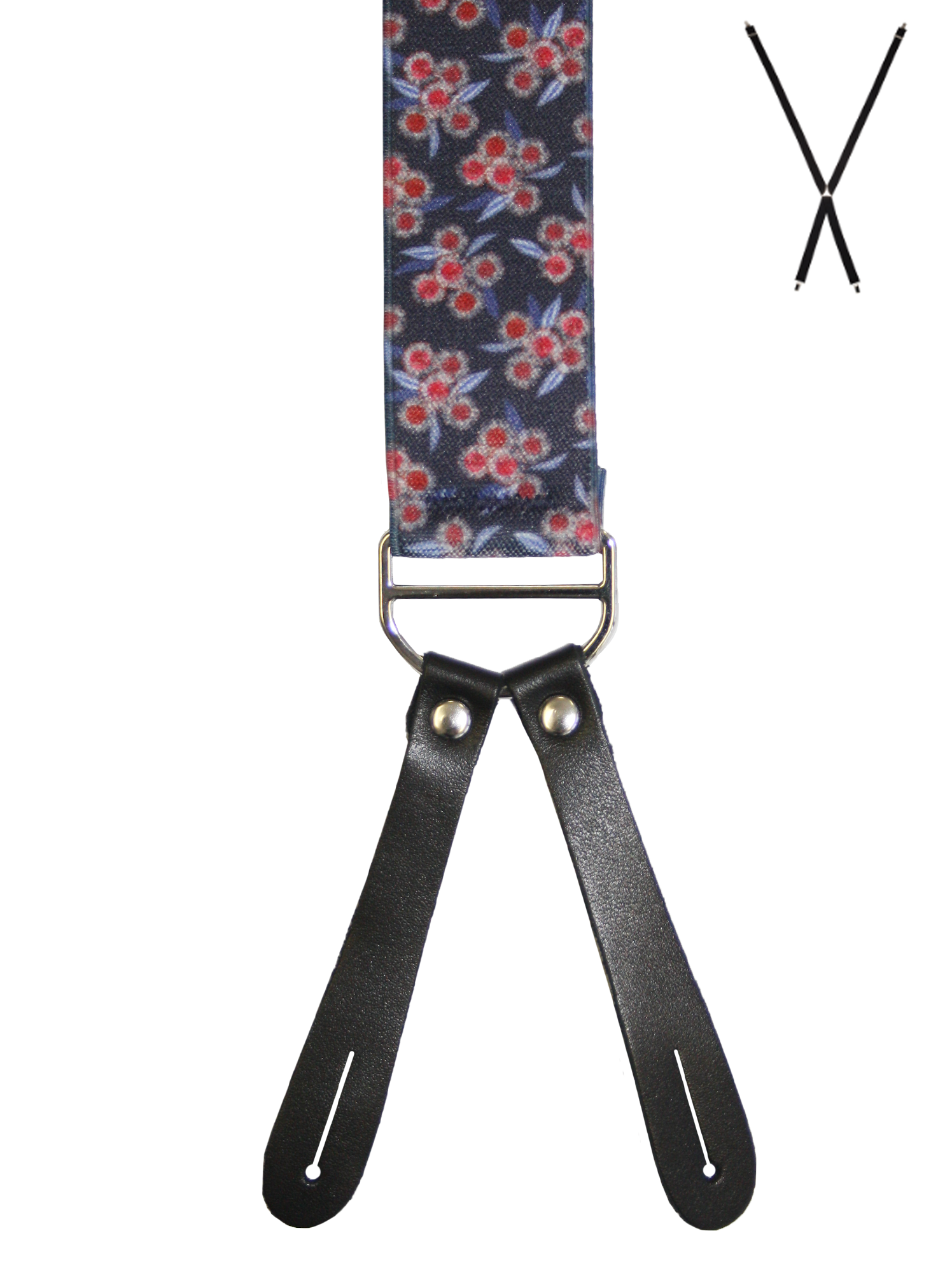 BRACES. X-Back with Leather Ends. Jocelyn Proust Hakea Laurina Print. 35mm width.-Braces-PEROZ Accessories