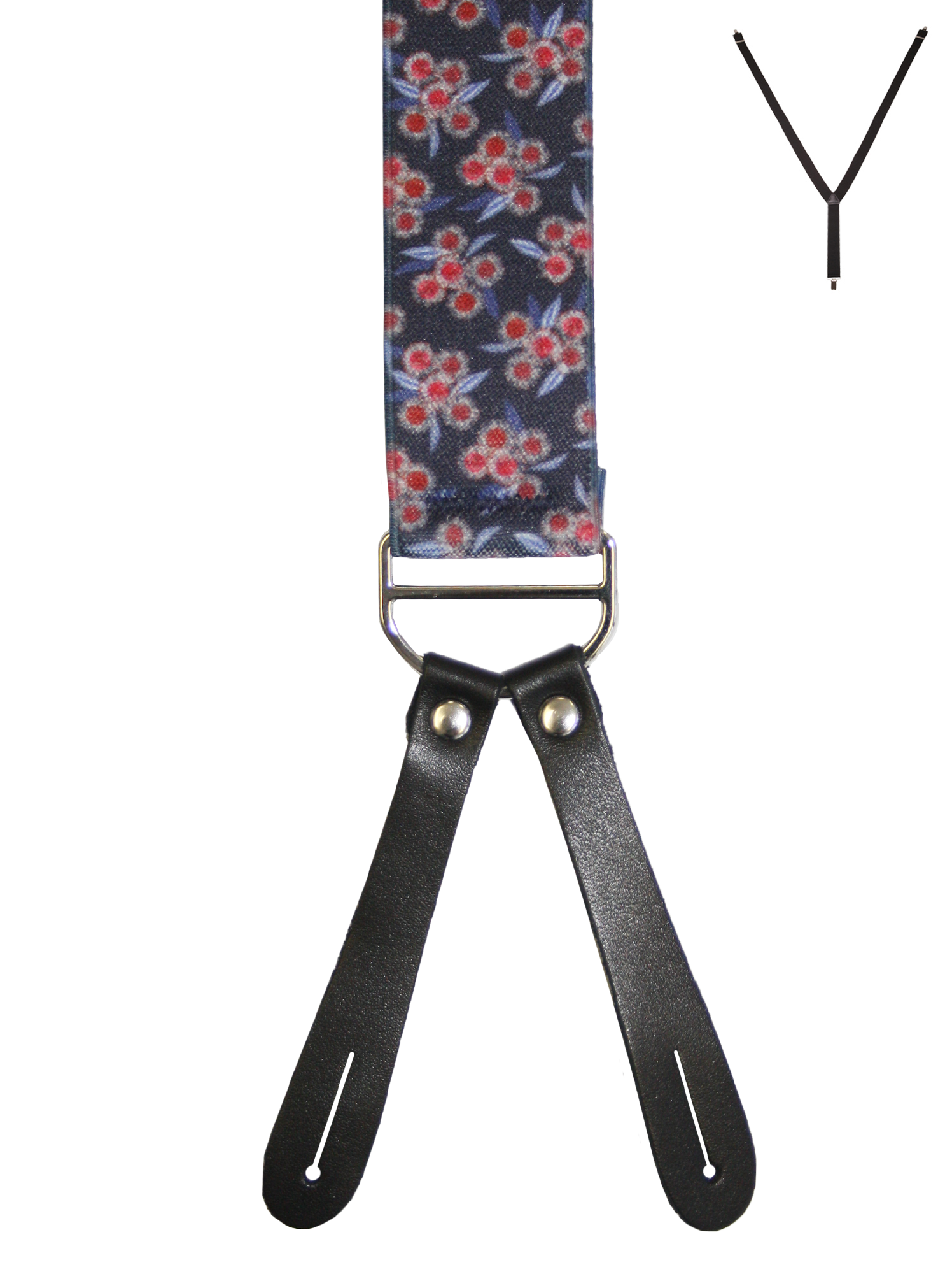 BRACES. Y-Back with Leather Ends. Jocelyn Proust Hakea Laurina Print. 35mm width.-Braces-PEROZ Accessories