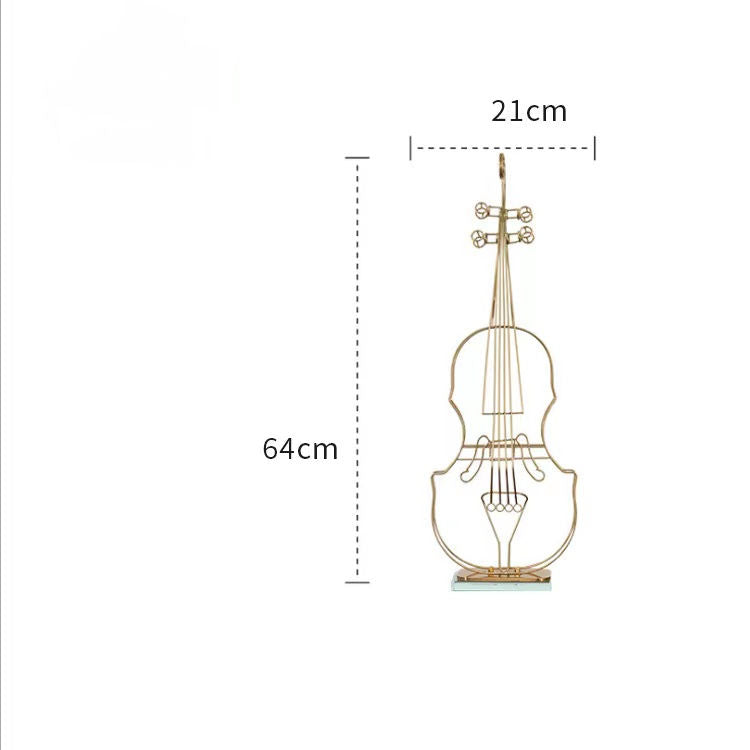 Anyhouz 64cm Violin Sculpture Instrument Tabletop Home Decor Modern Art Living Room Display House Decorative Crafts Metal Ornaments-Tabletop Decor-PEROZ Accessories