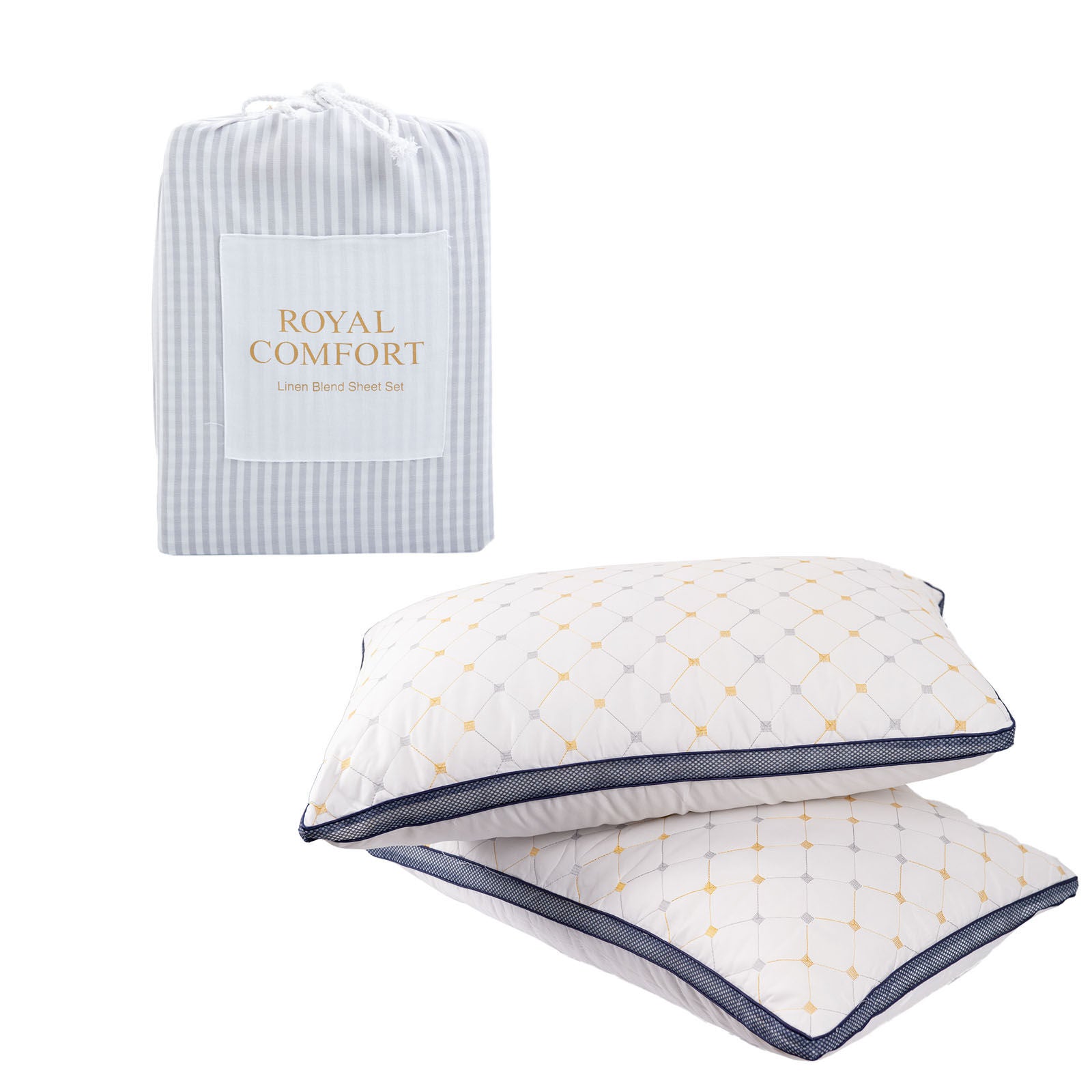 Royal Comfort Bedding Set 1 x Linen Blend Sheet Set And 2 x Air Mesh Pillows-Bedding-PEROZ Accessories
