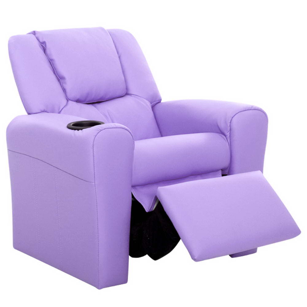 Keezi Kids Recliner Chair Purple PU Leather Sofa Lounge Couch Children Armchair-Baby & Kids > Kid&