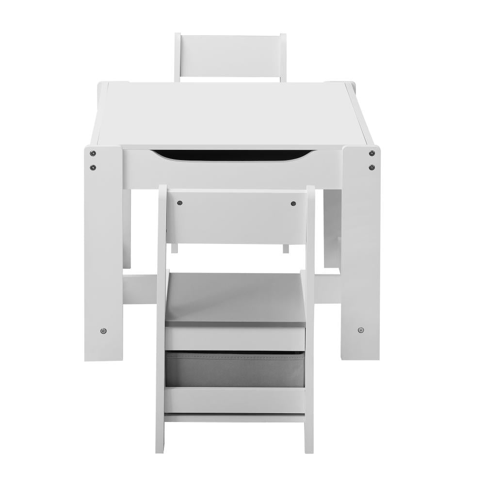 Oikiture Kids Table and Chairs Set Activity Play Study Desk w/ Toys Storage Box Grey-Kid Table Set-PEROZ Accessories