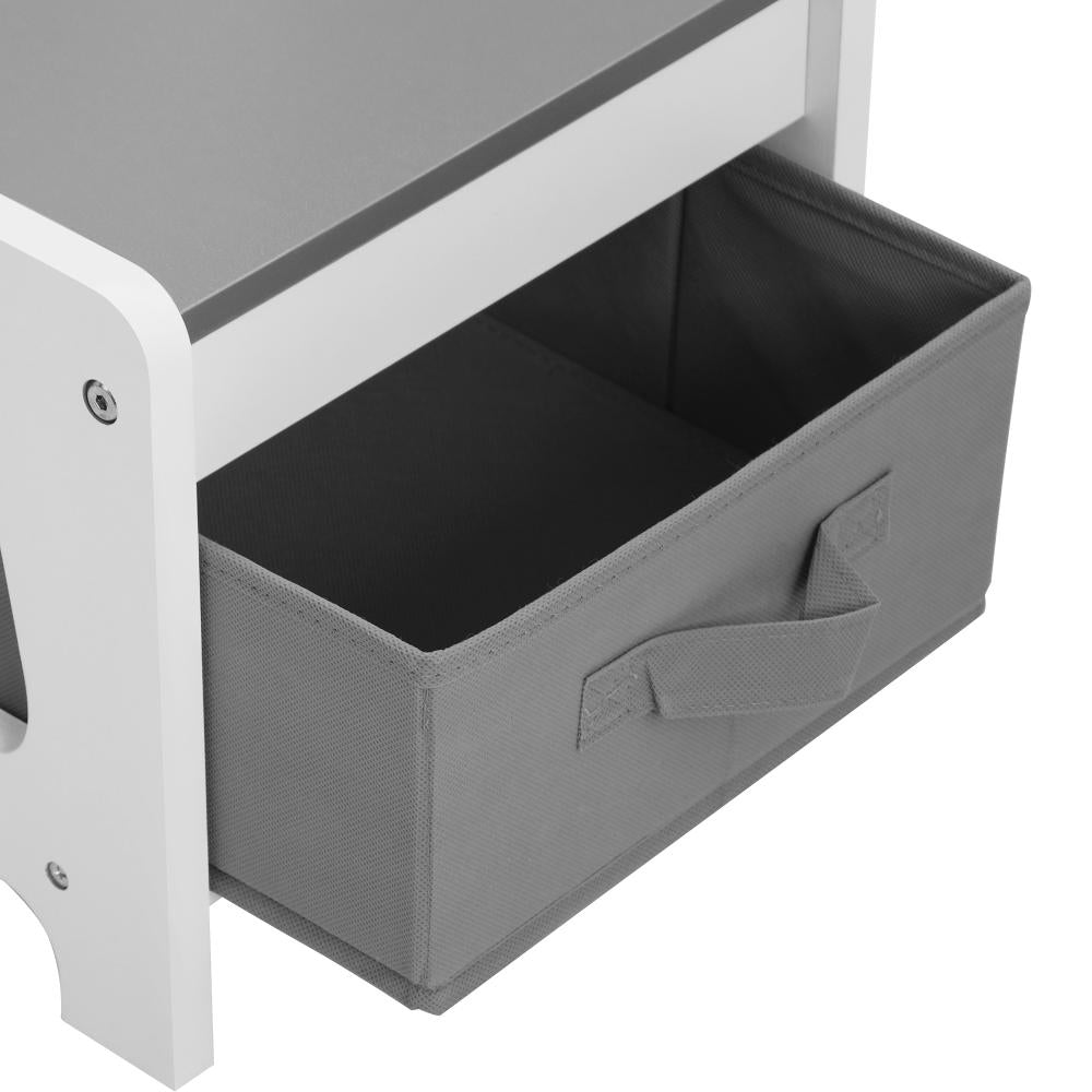 Oikiture Kids Table and Chairs Set Activity Play Study Desk w/ Toys Storage Box Grey-Kid Table Set-PEROZ Accessories