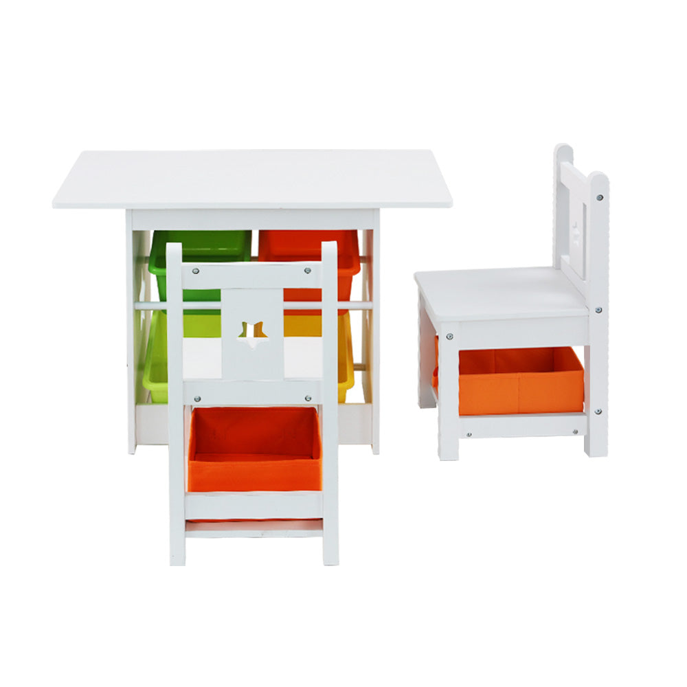 Keezi 3 PCS Kids Table and Chairs Set Children Furniture Play Toys Storage Box-Baby & Kids > Kid&