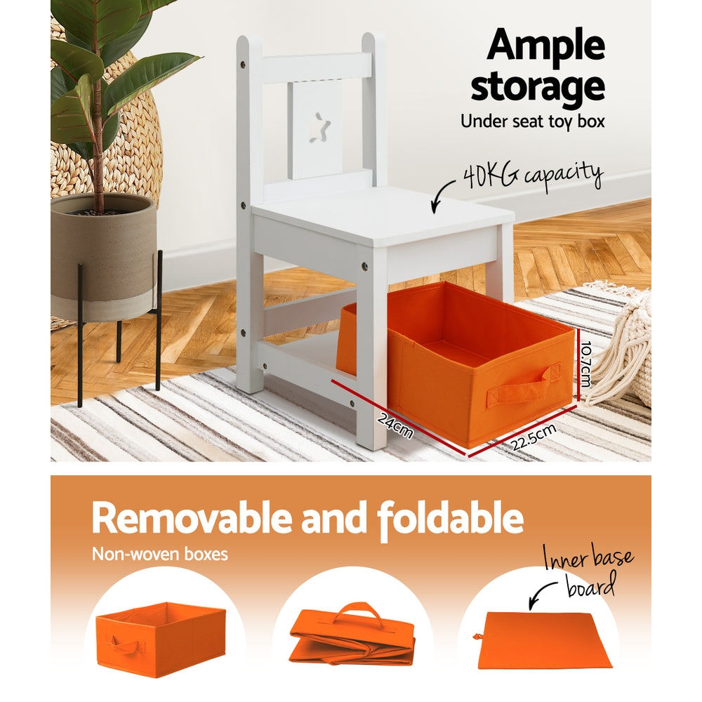 Keezi 3 PCS Kids Table and Chairs Set Children Furniture Play Toys Storage Box-Baby & Kids > Kid&