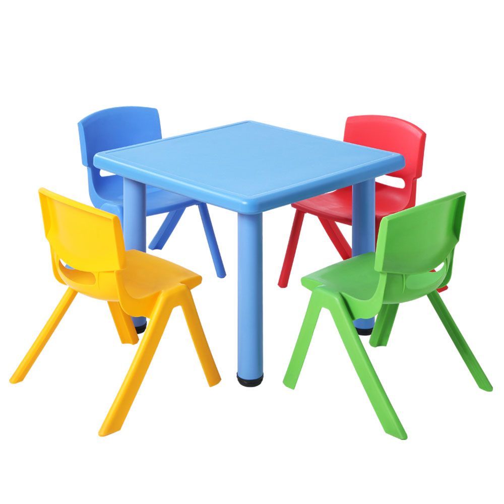 Keezi 5 Piece Kids Table and Chair Set - Blue-Baby &amp; Kids &gt; Kid&