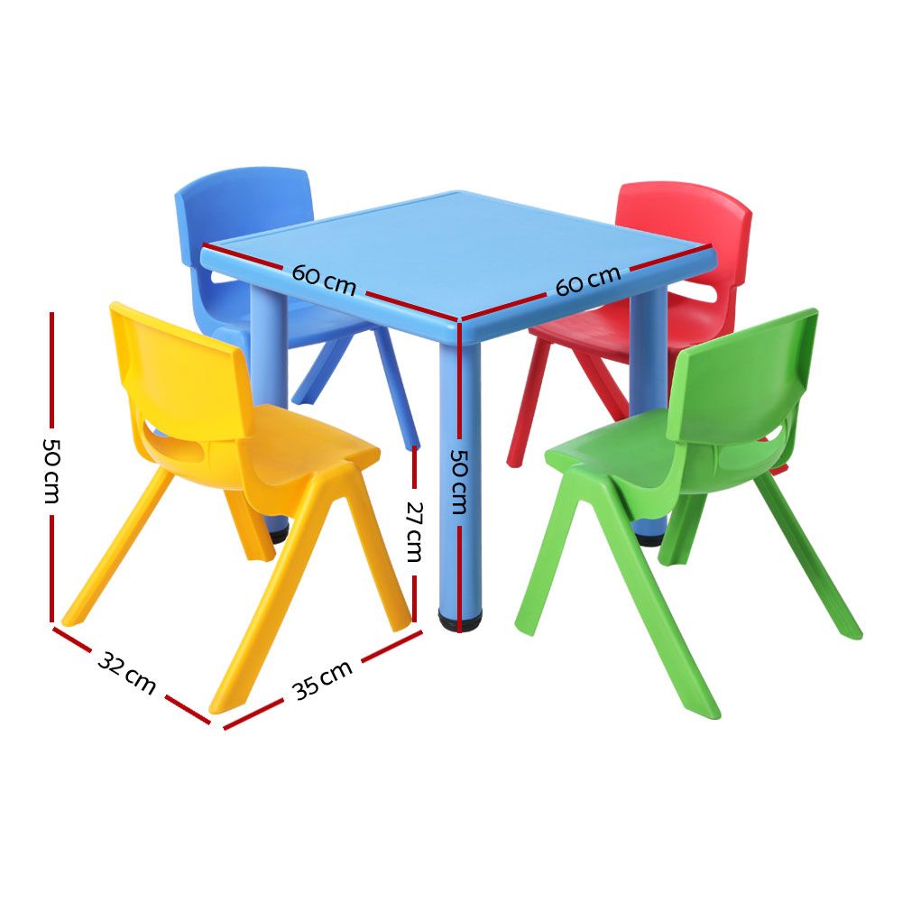 Keezi 5 Piece Kids Table and Chair Set - Blue-Baby &amp; Kids &gt; Kid&