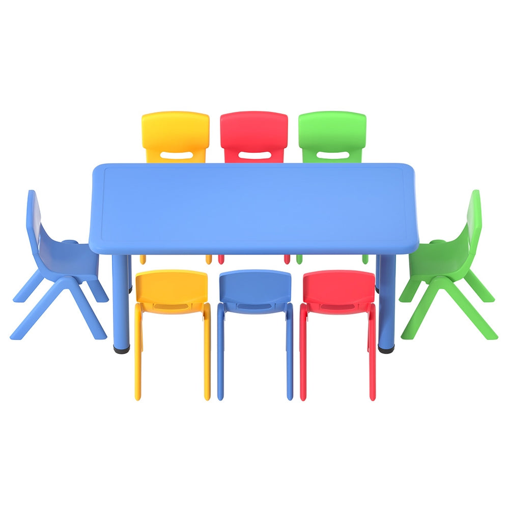 Keezi 9PCS Kids Table and Chairs Set Children Study Desk Furniture Plastic 8 Chairs-Baby & Kids > Kid&