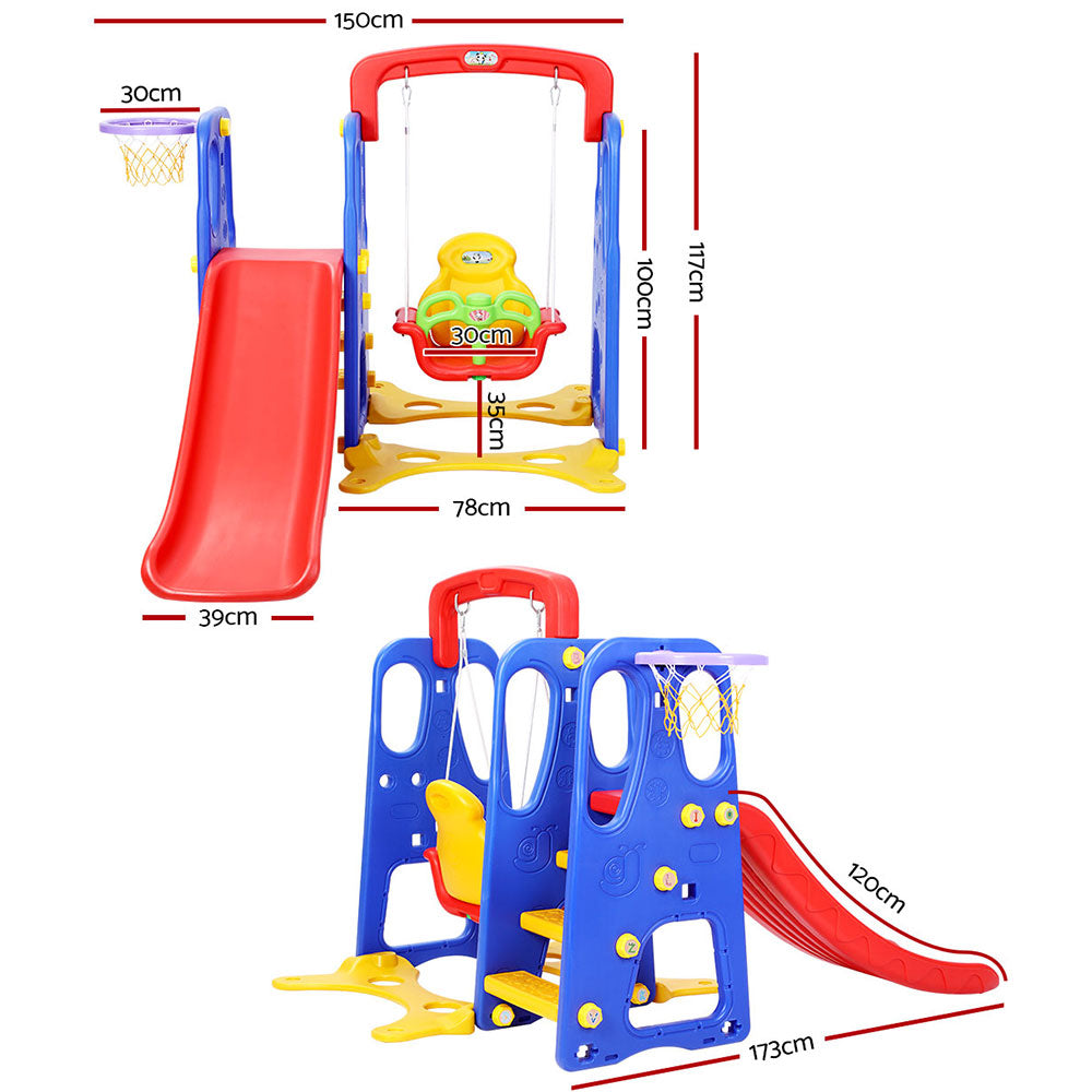 Keezi Kids 3-in-1 Slide Swing with Basketball Hoop Toddler Outdoor Indoor Play-Baby & Kids > Toys-PEROZ Accessories