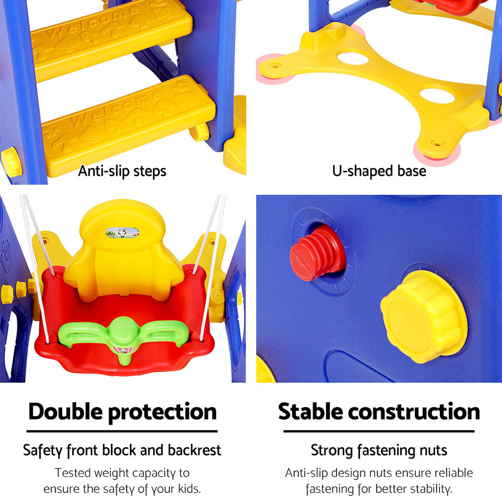 Keezi Kids 3-in-1 Slide Swing with Basketball Hoop Toddler Outdoor Indoor Play-Baby & Kids > Toys-PEROZ Accessories
