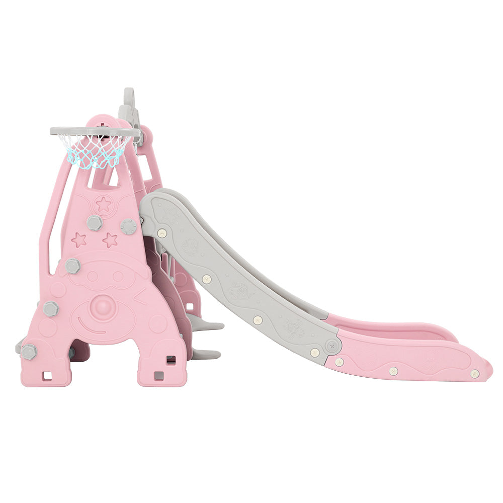 Keezi Kids Slide 170cm Extra Long Swing Basketball Hoop Toddlers PlaySet Pink-Baby & Kids > Toys-PEROZ Accessories